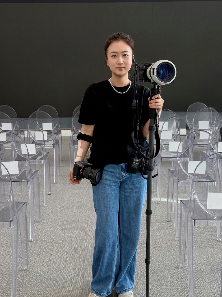 Ivy Ma on set with dual-camera event coverage